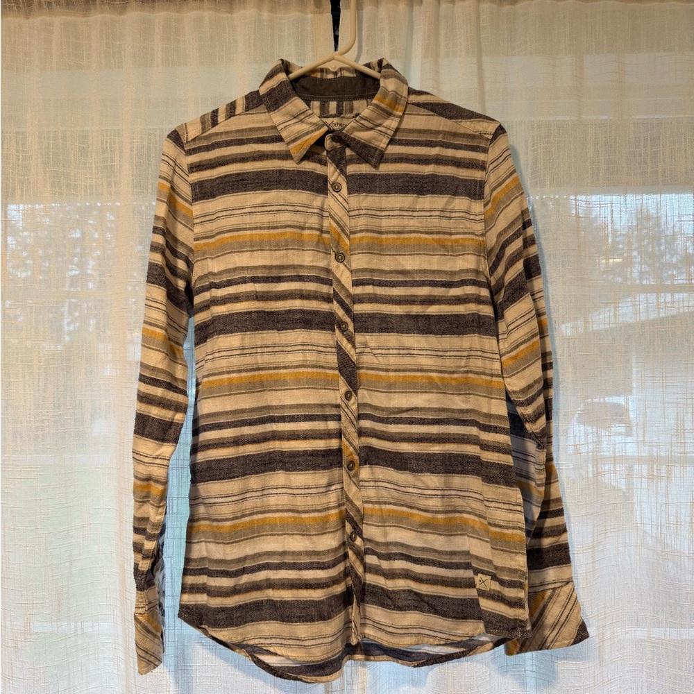 Buckle Departwest Striped Button-Up Cotton Flannel Shirt Men's Small